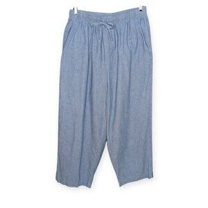 Cabin Creek Women's Lightweight Denim Casual Crop Pants w/Elastic Waist Size 18